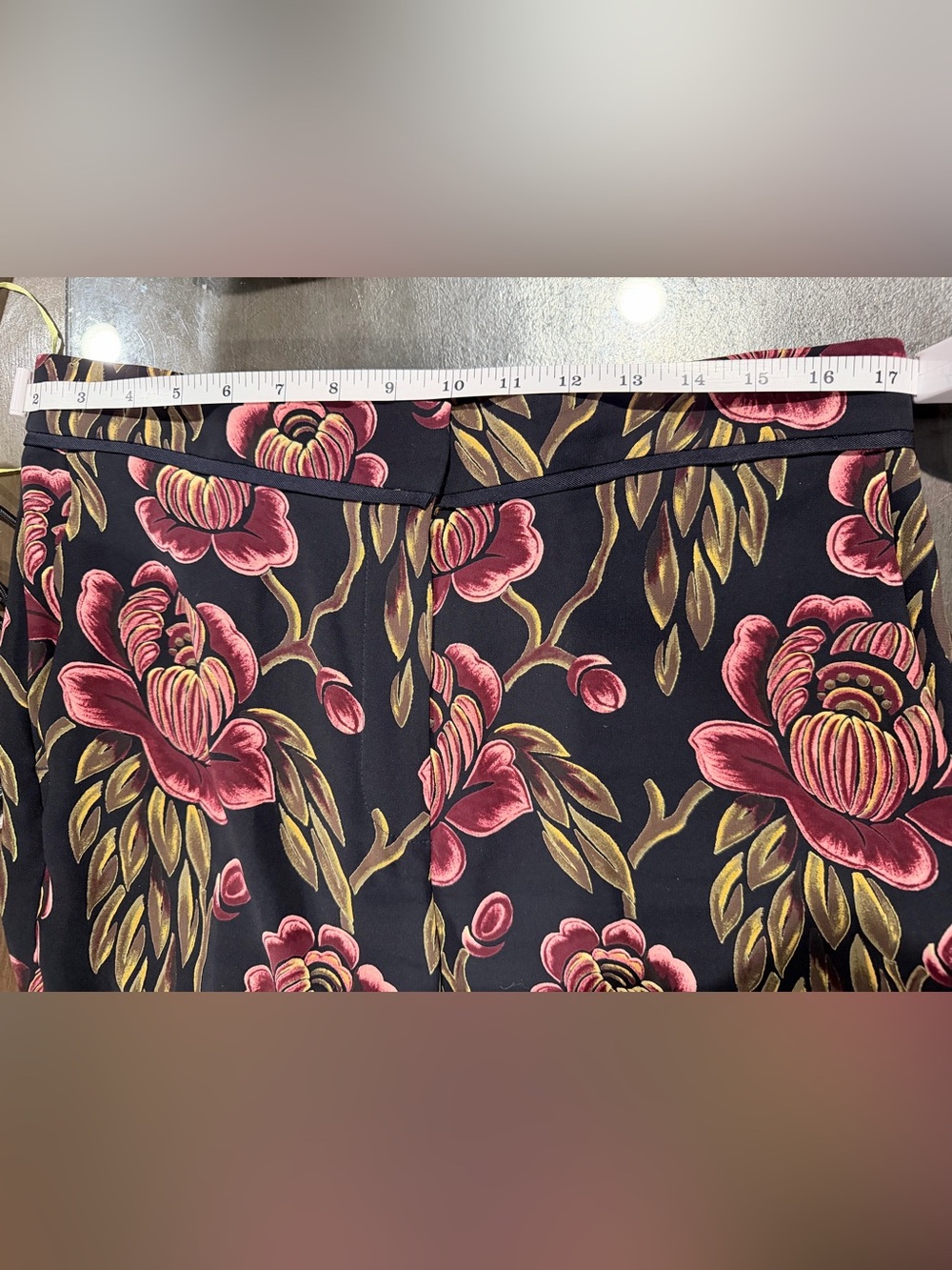 Coordinating Wide-Leg Trousers Set, V-Neck Burgundy Oversized Floral Print - Picture 12 of 14